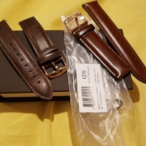 Two Daniel Wellington leather watch straps